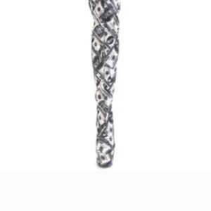 Pleaser Black and White Money Patterned Boots